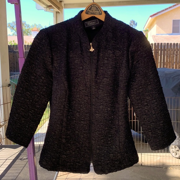 Dress Barn Collection Textured Black Zip Suit Jacket - Picture 1 of 4